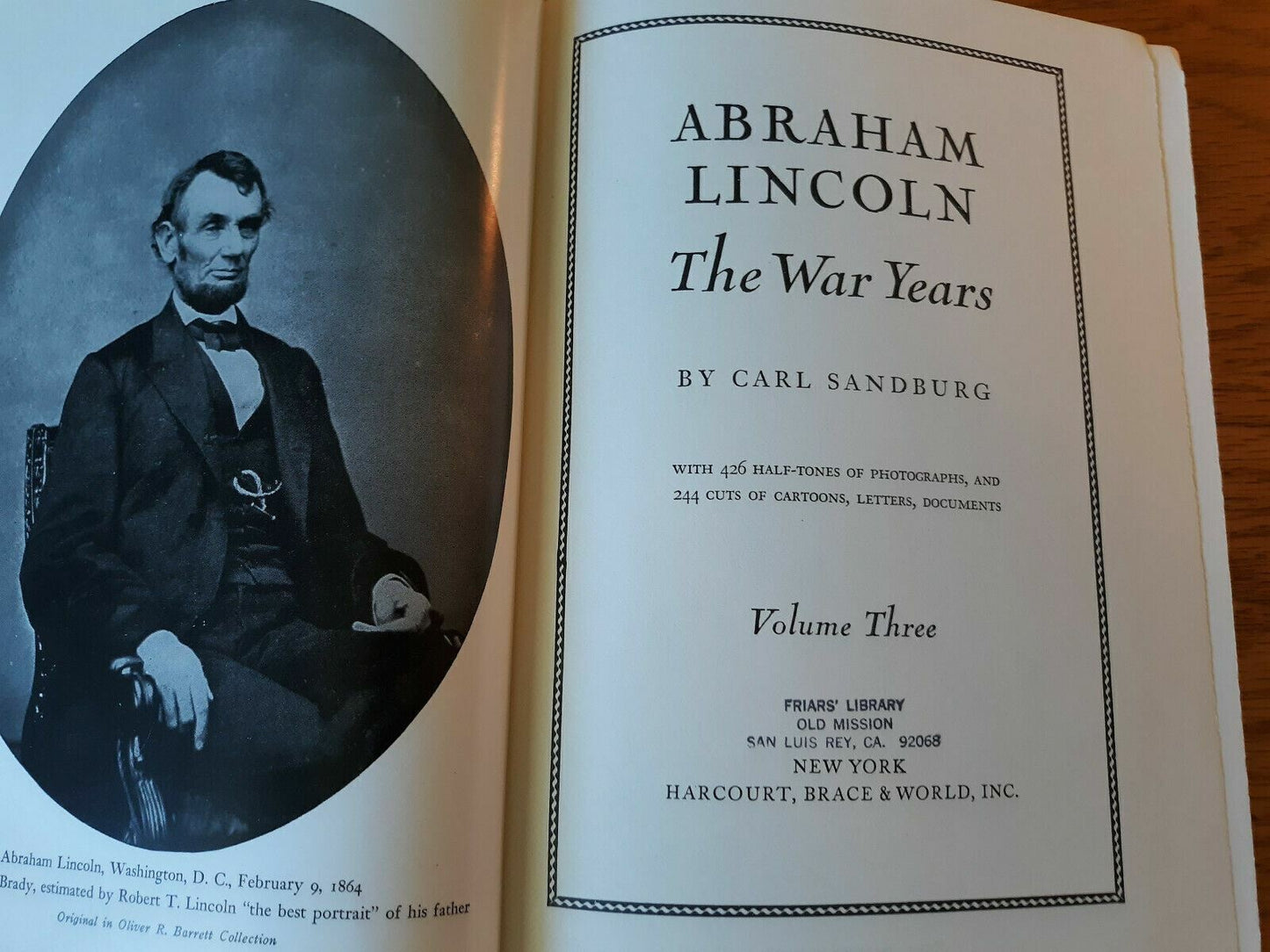 Abraham Lincoln The War Years Volume 3 Carl Sandburg HC President History Civil