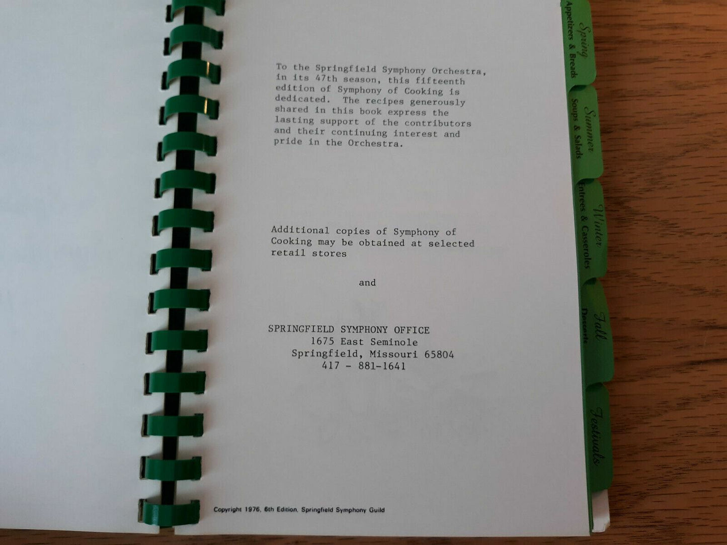 1981 Symphony of Cooking Springfield Symphony Guild Cookbook