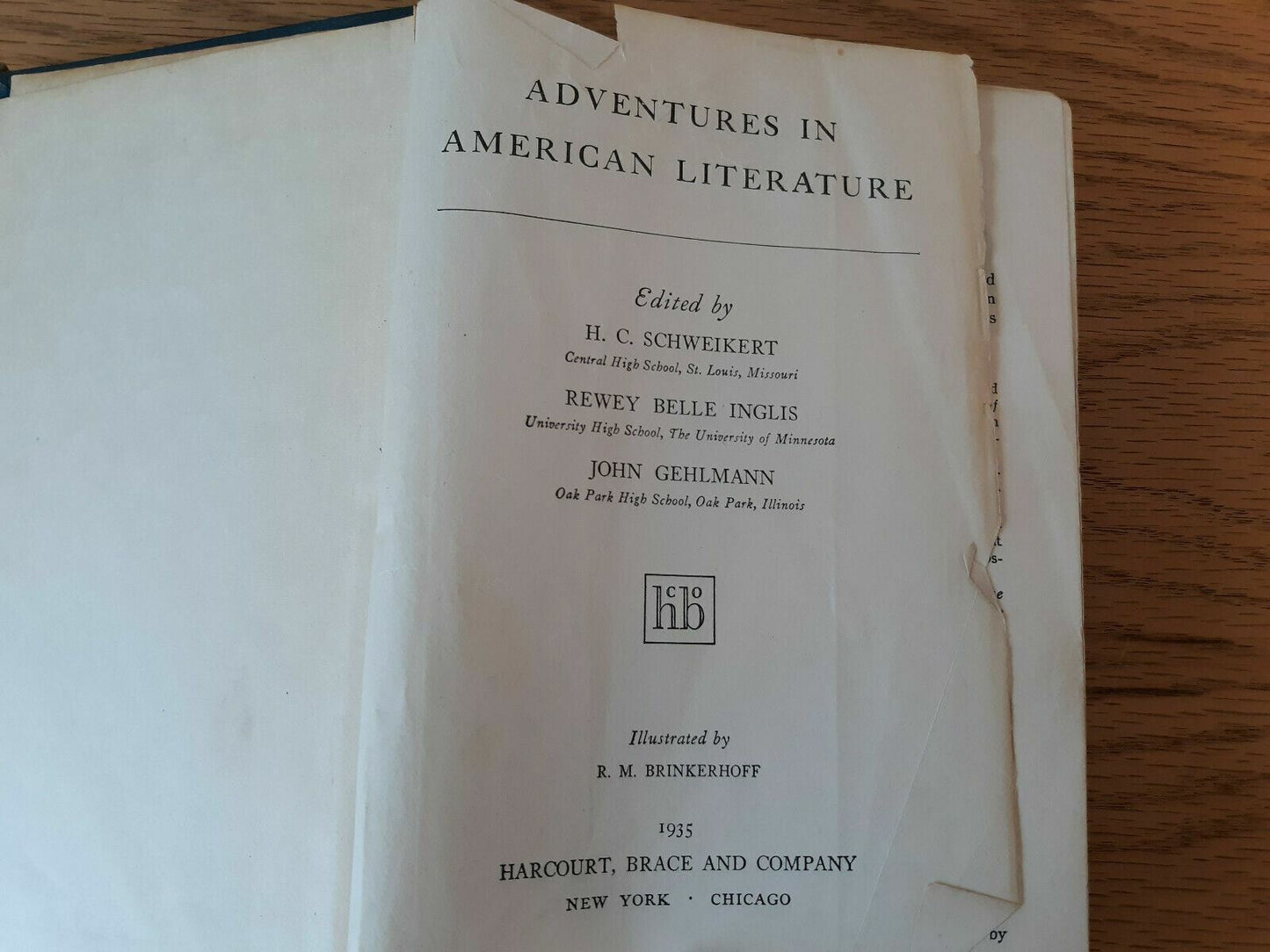 1935 Adventures In English Literature Schweikert Harcourt Brace Hardcover
