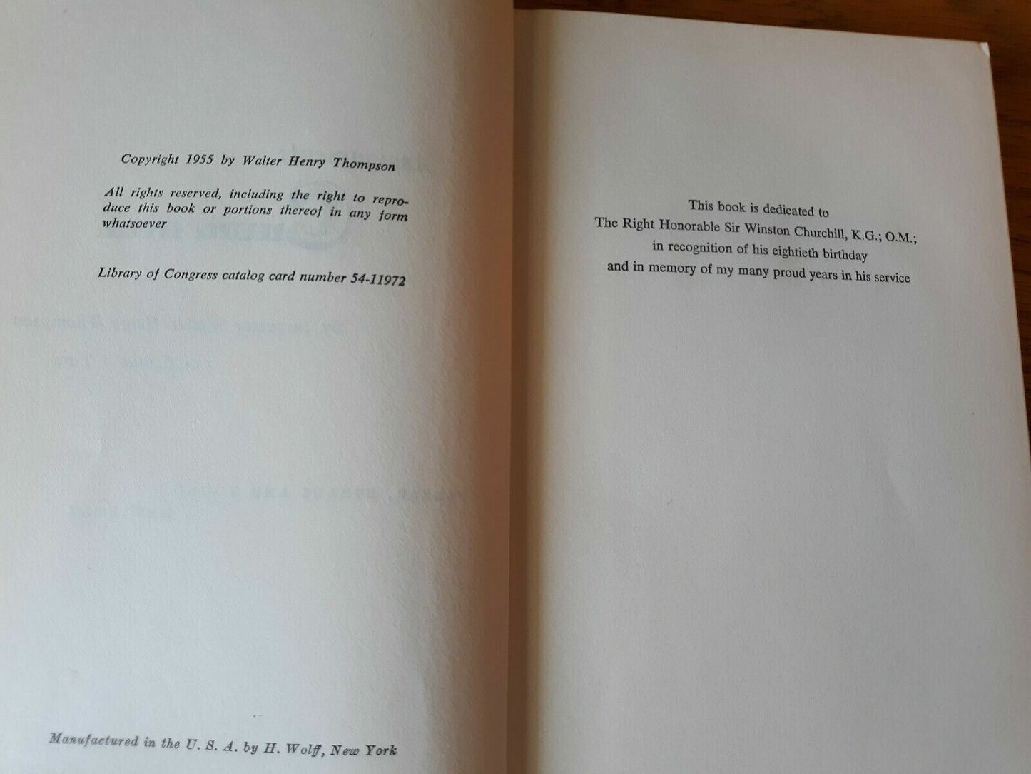 1955 Assignment: Churchill by Walter H. Thompson Hardcover