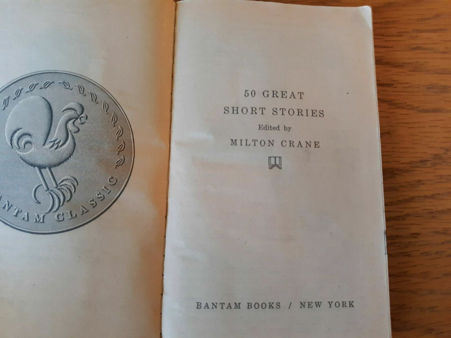 50 Great Short Stories Book (Milton Crane - 1962) Paperback Bantam Books