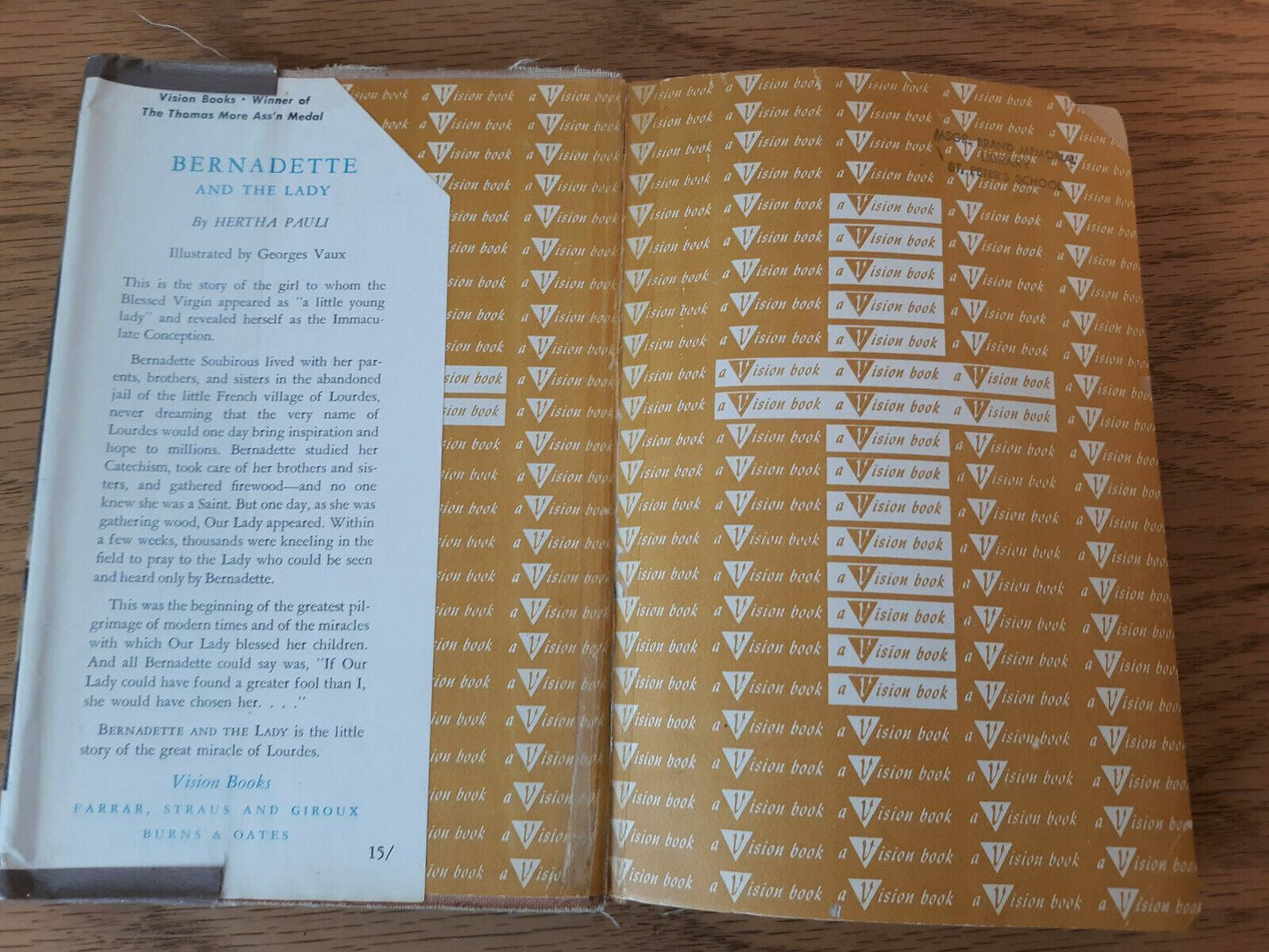 Bernadette And The Lady Hertha Pauli 1965 Hardcover Dust Jacket