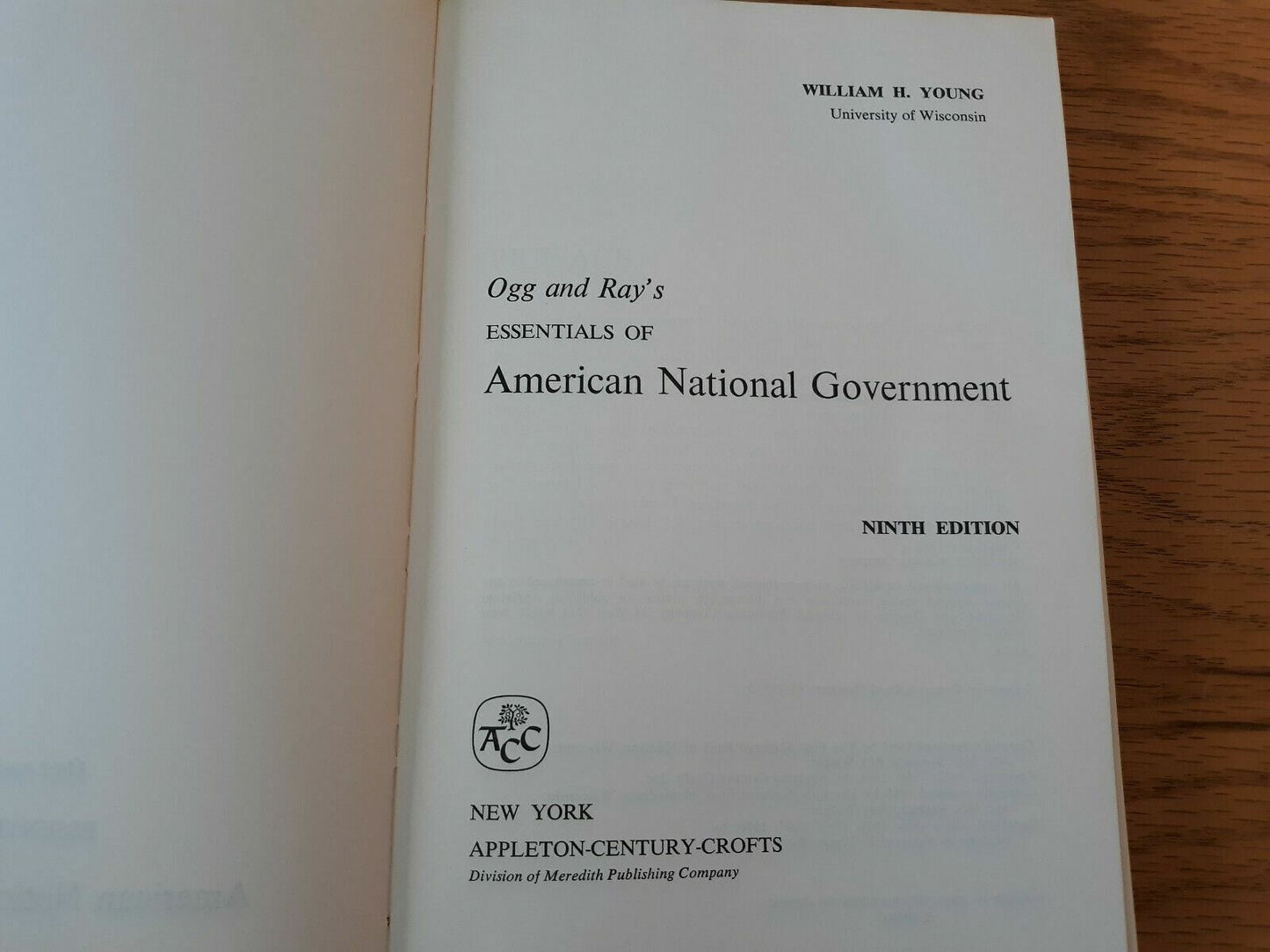 Ogg and Ray's Essentials of American National Government by William Young 1963