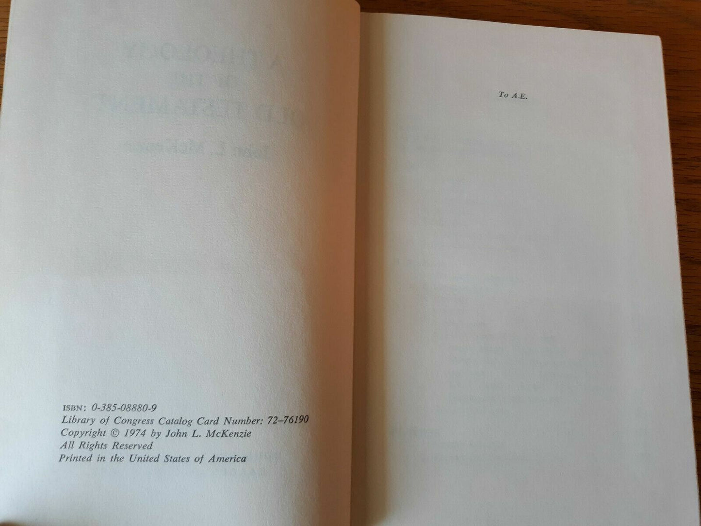 A Theology of the Old Testament by John McKenzie 1974