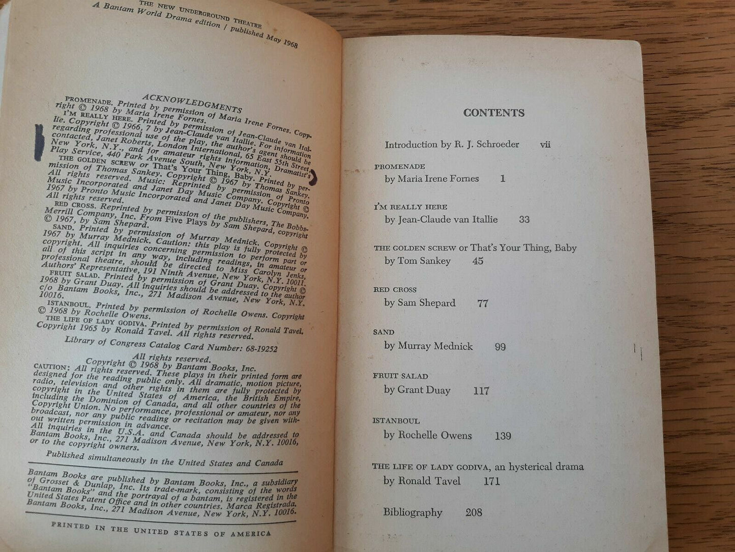 Robert J SCHROEDER / The New Underground Theatre Bantam Books 1968