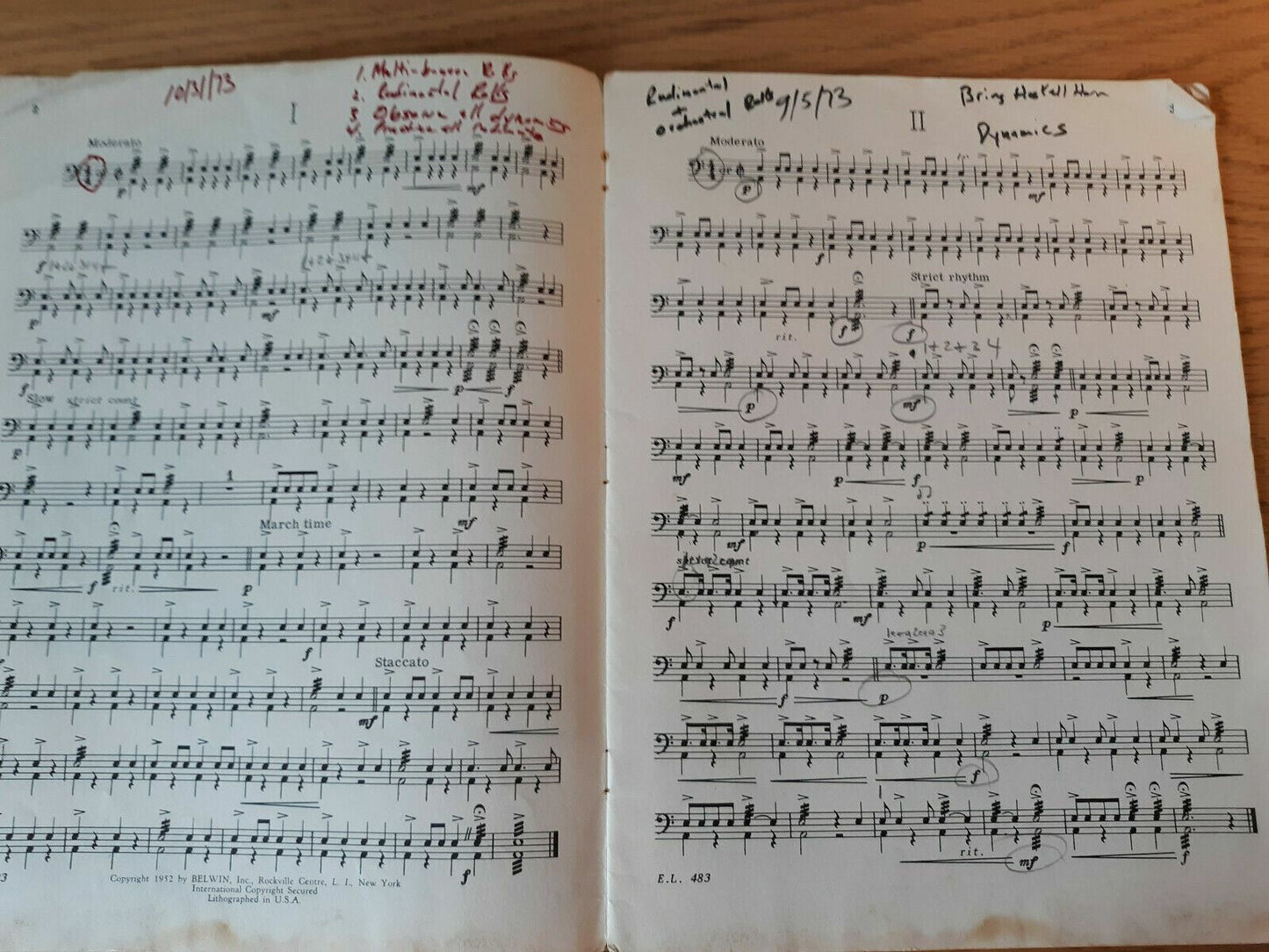 20 Rhythmical Studies in Unison for Band by Grover Yaus Drums