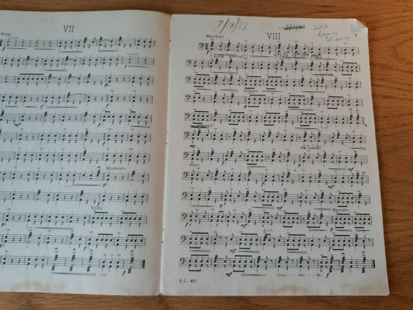 20 Rhythmical Studies in Unison for Band by Grover Yaus Drums