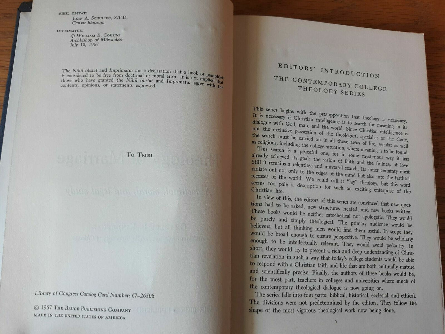 A Theology of Marriage Charles P. Kindregan Bruce Publishing Company 1967