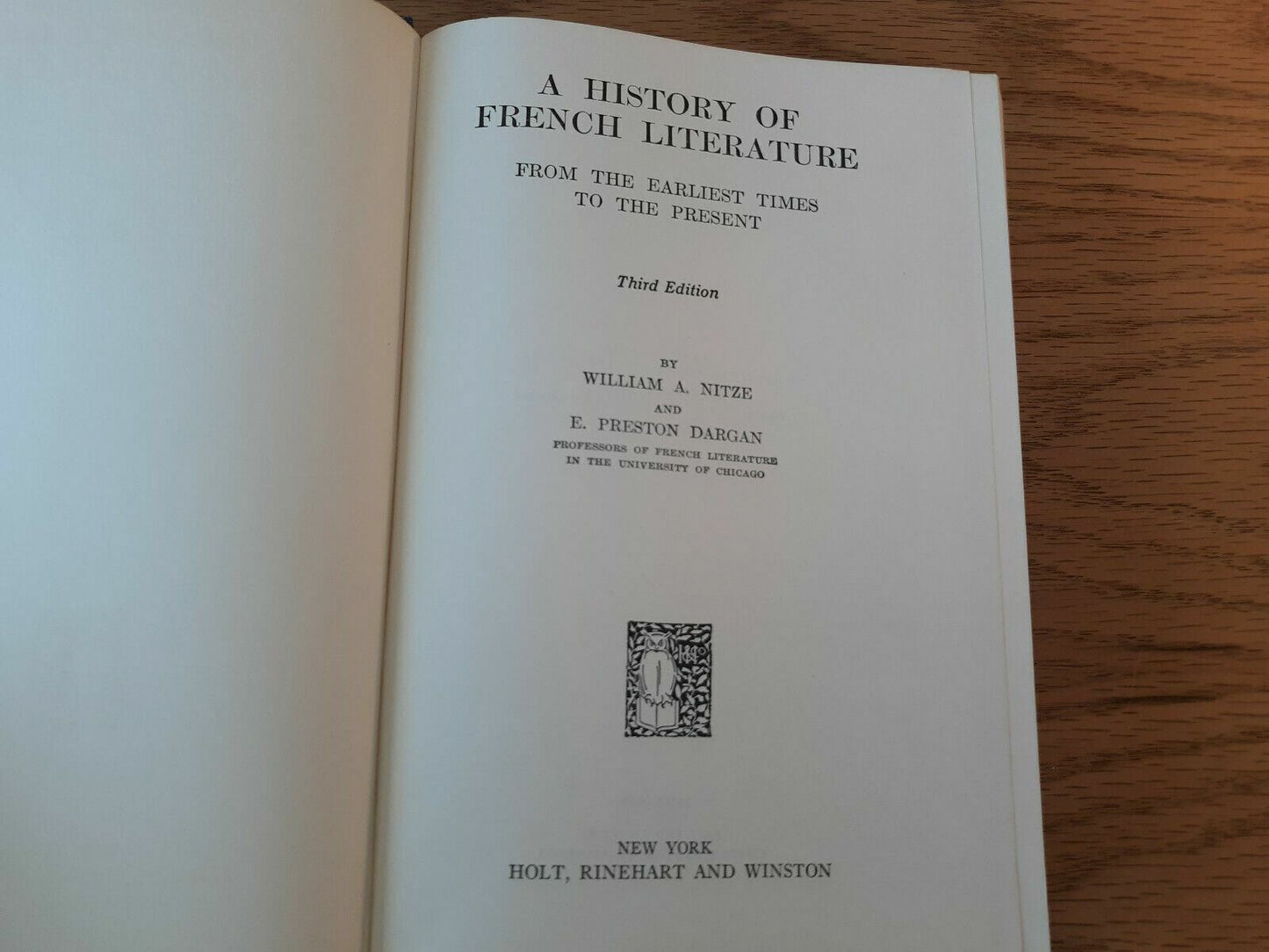A History Of French Literature 3rd Edition William Nitze 1965 Hardcover Holt Rin