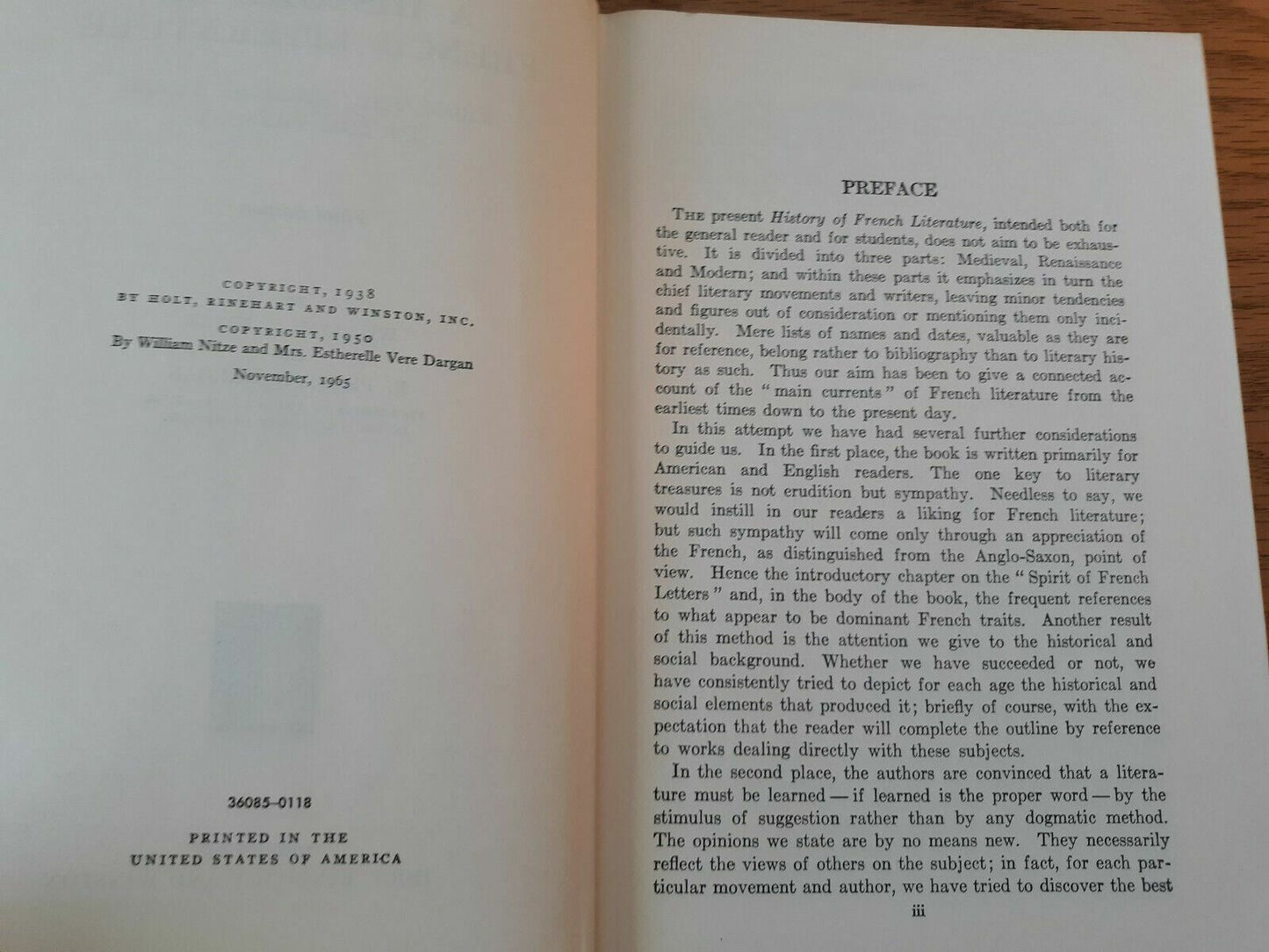 A History Of French Literature 3rd Edition William Nitze 1965 Hardcover Holt Rin