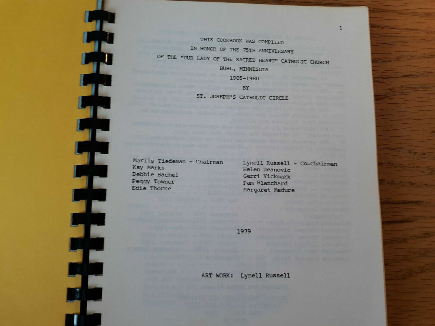 75th Diamond Jubilee Cookbook 1979 by St Joseph's Catholic Circle Buhl MN
