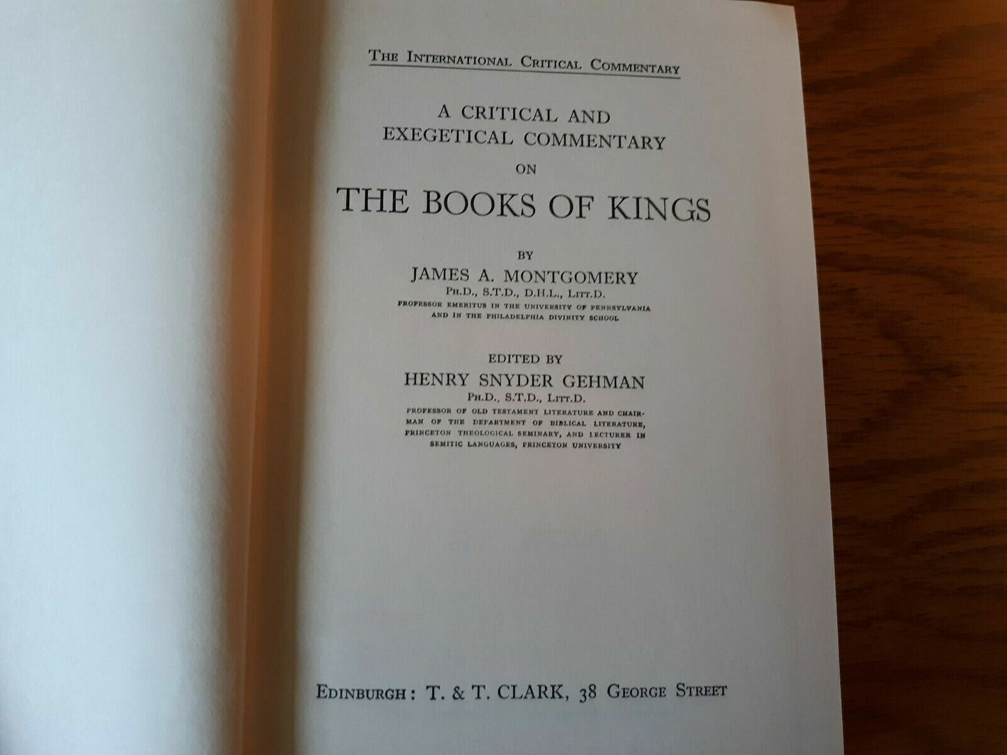 A Critical And Exegetical Commentary On The Book Of Kings James Montgomery 1960