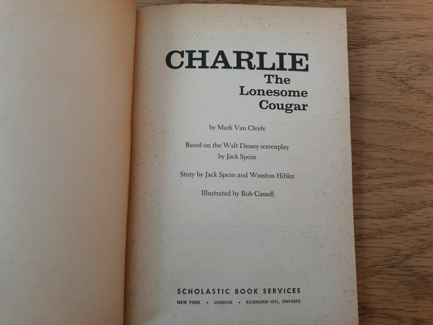 1968 Walt Disney's Charlie The Lonesome Cougar Scholastic 1st Printing