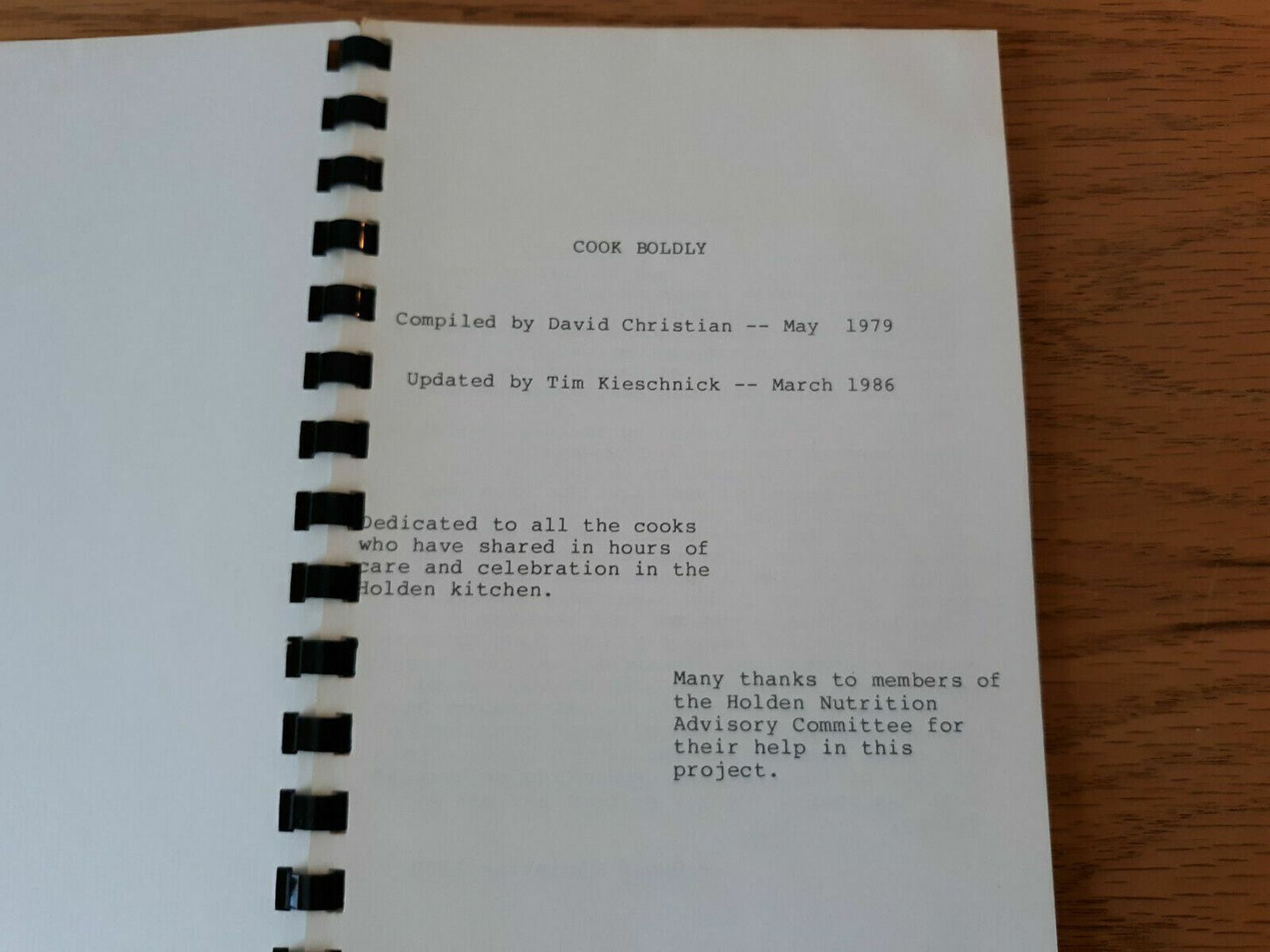 Cook Boldly Holden Cooking With Care And Celebration 1986 David Christian