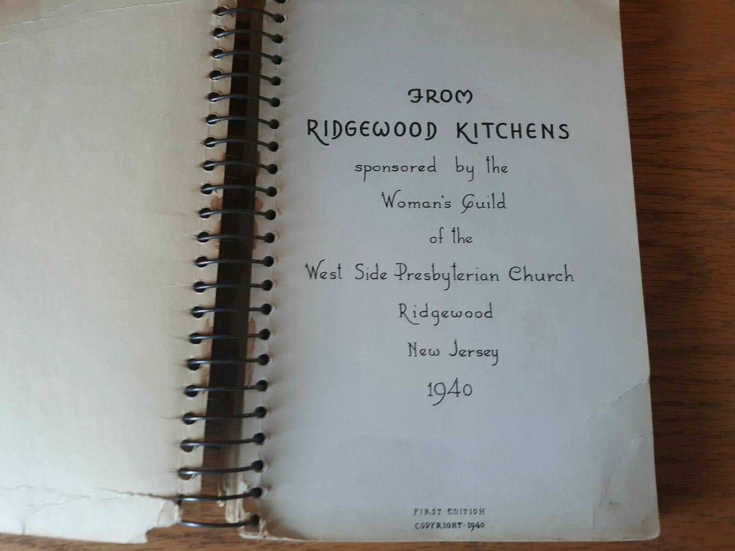 From Ridgewood Kitchens Cookbook 1940 West Side Presbyterian Church NJ