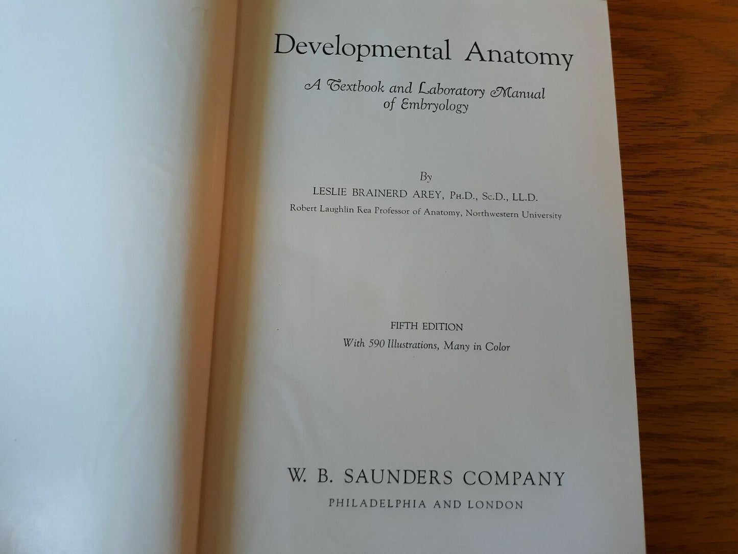 Developmental Anatomy by Leslie Brainerd Arey 1950 5th Ed Hardcover W B Saunders