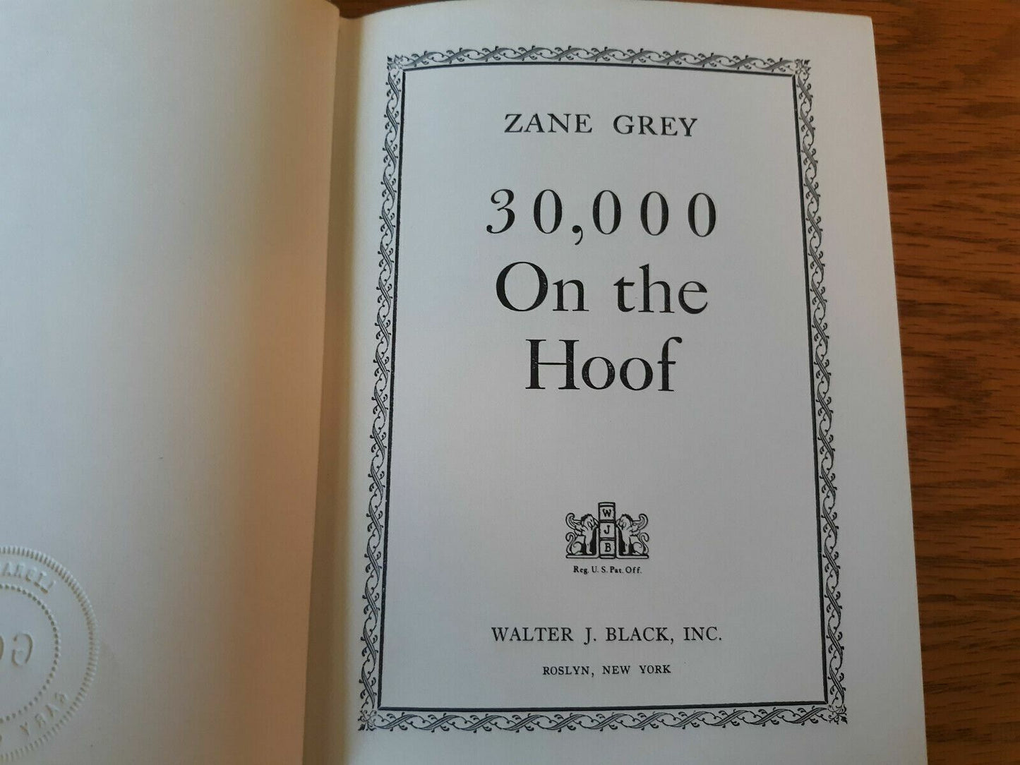 30,000 On the Hoof 1968 Zane Grey Walter J. Black