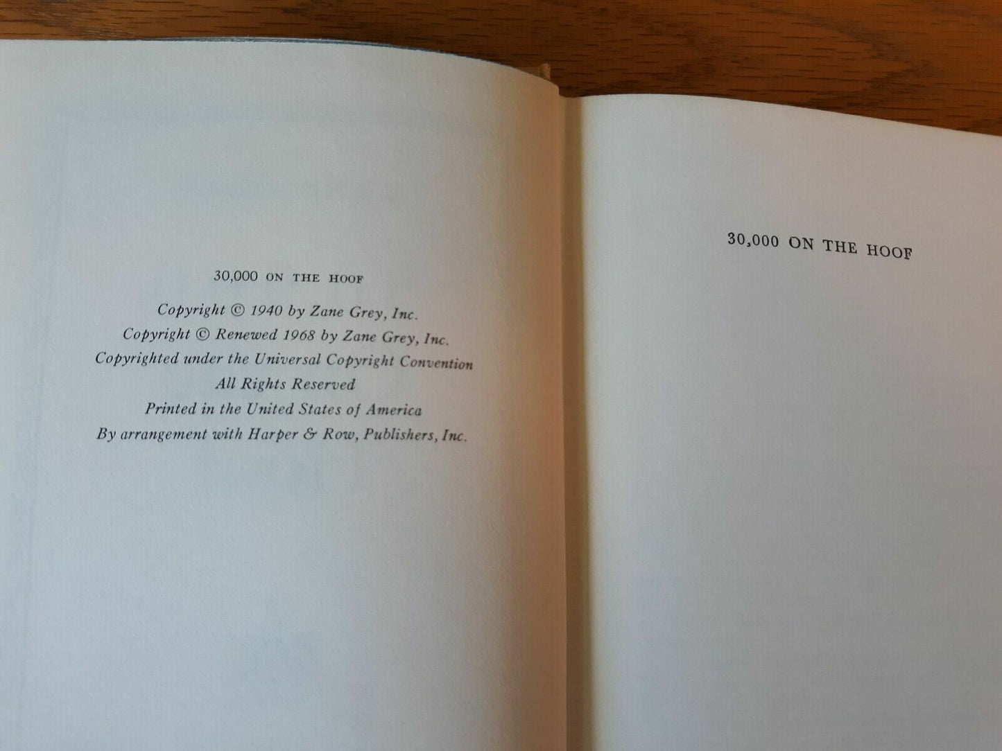 30,000 On the Hoof 1968 Zane Grey Walter J. Black