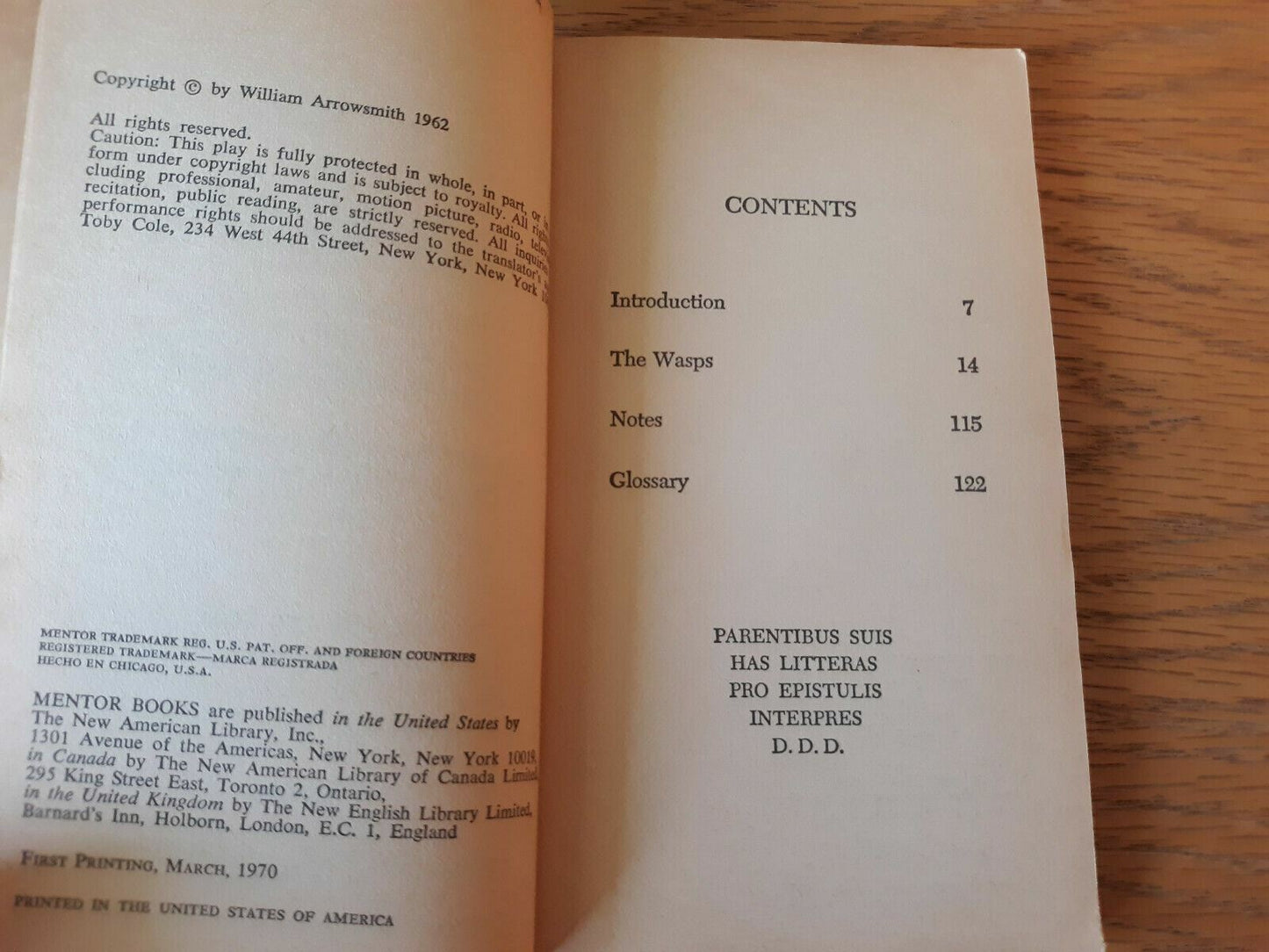 The Wasps Aristophanes 1970 New American Library Paperback
