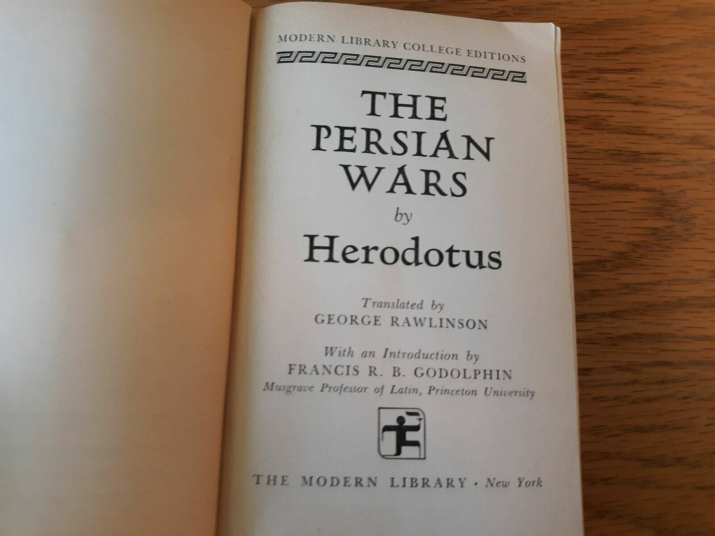 The Persian Wars by Herodotus Modern Library Edition 1942 Paperback