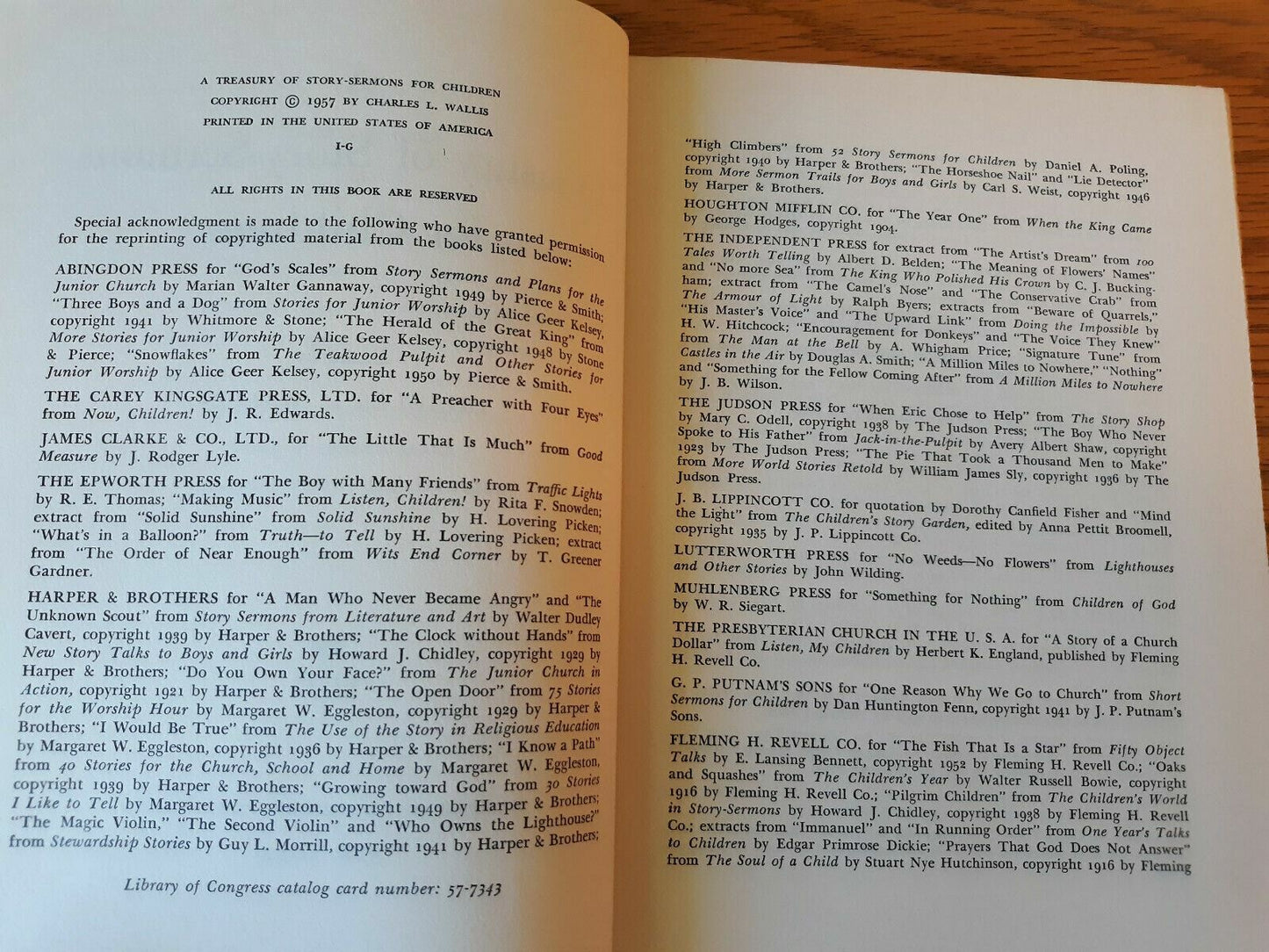 A Treasury Of Story-Sermons For Children 1957 Hardcover Harper & Brothers Charle