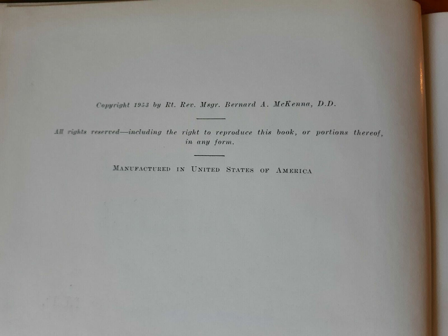 A Song In Stone To Mary Bernard A McKenna 1953 Hardcover Holy Angels Rectory