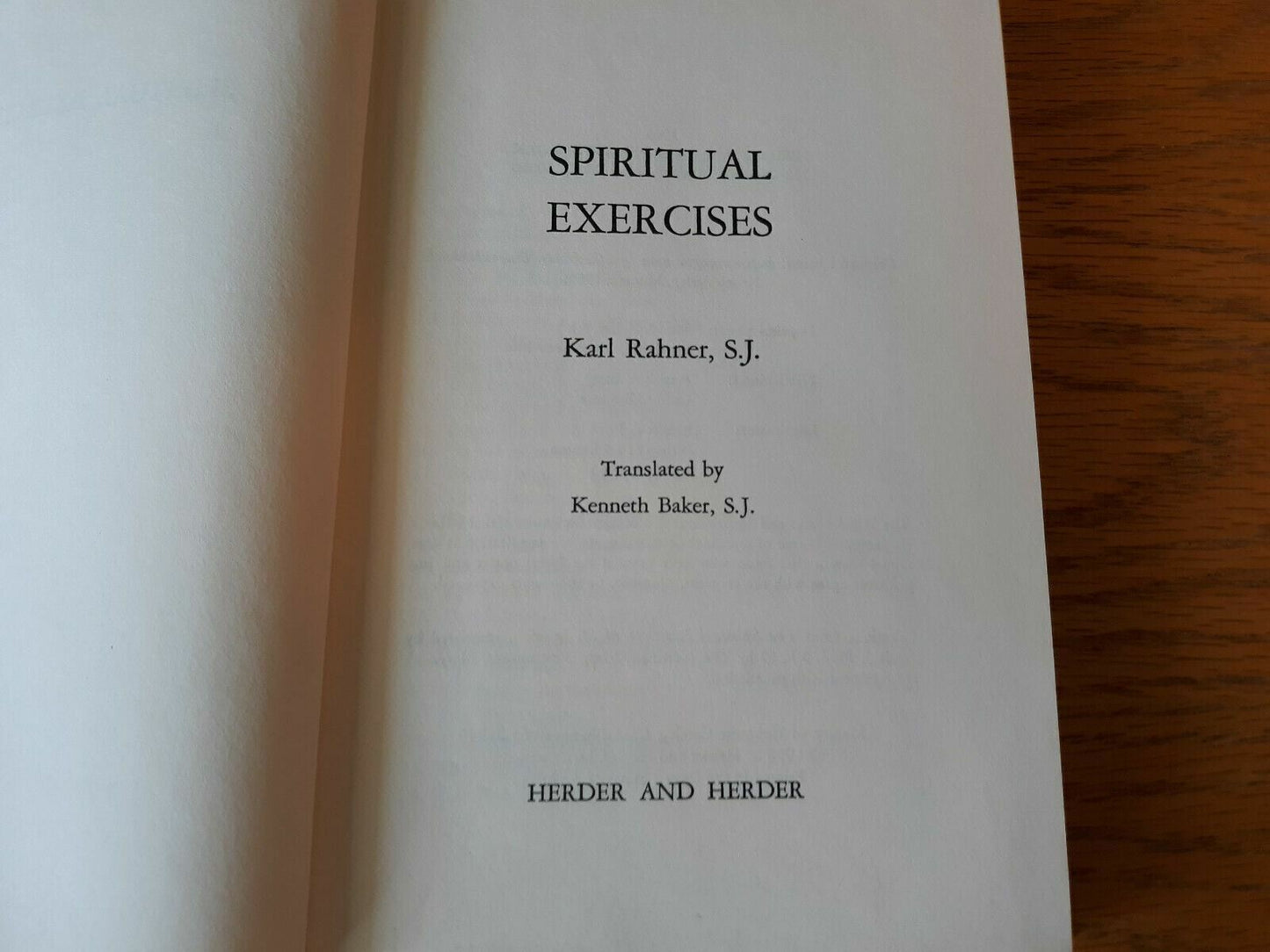 Spiritual Exercises Karl Rahner 1965 Hardcover Herder And Herder
