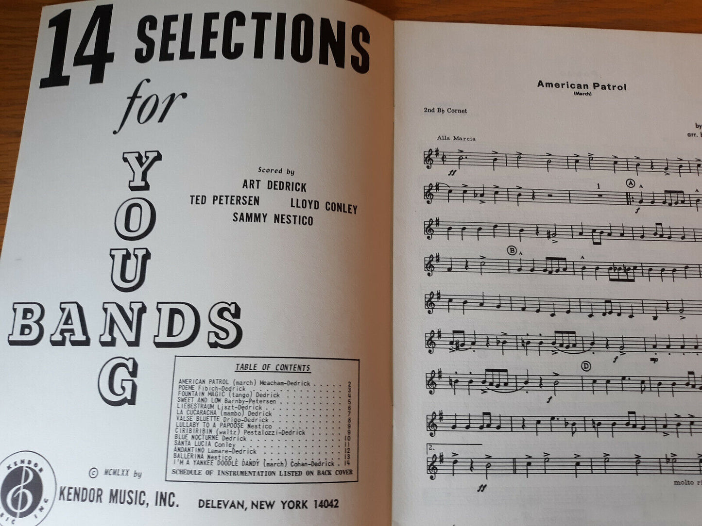 14 Selections For Young Bands 1970 Art Dedrick Kendor Music 2nd Bb Cornet