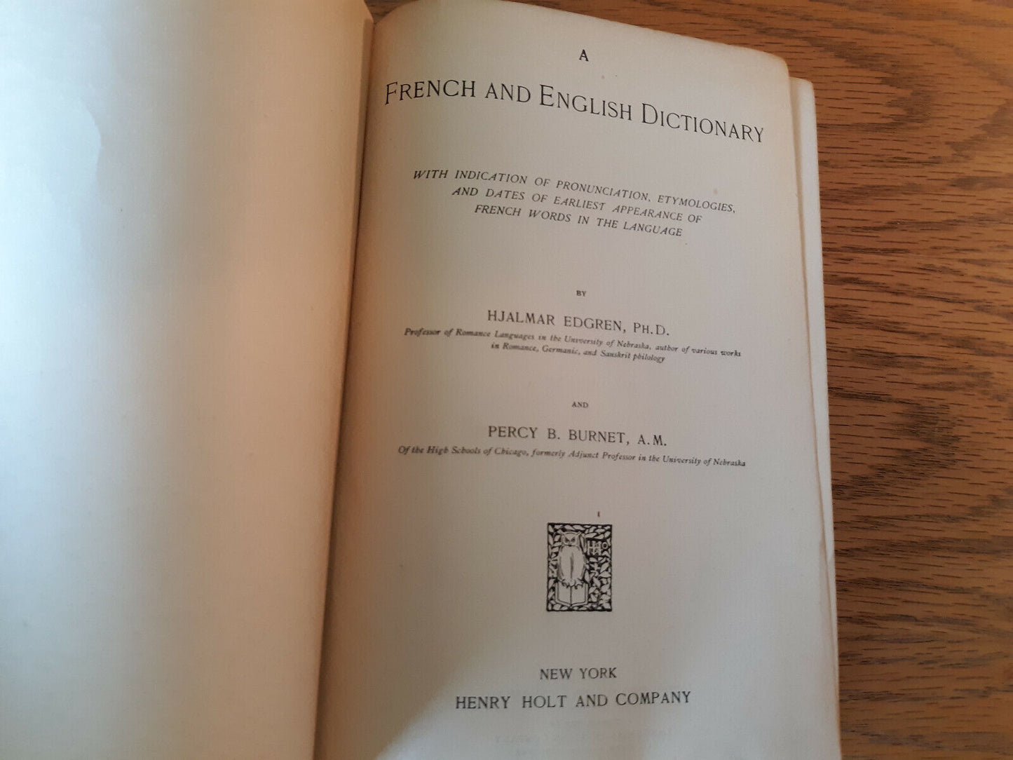 A French And English Dictionary Hjalmar Edgren 1901 Hardcover Henry Holt