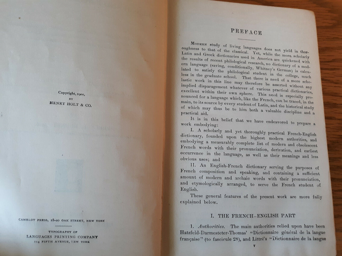 A French And English Dictionary Hjalmar Edgren 1901 Hardcover Henry Holt