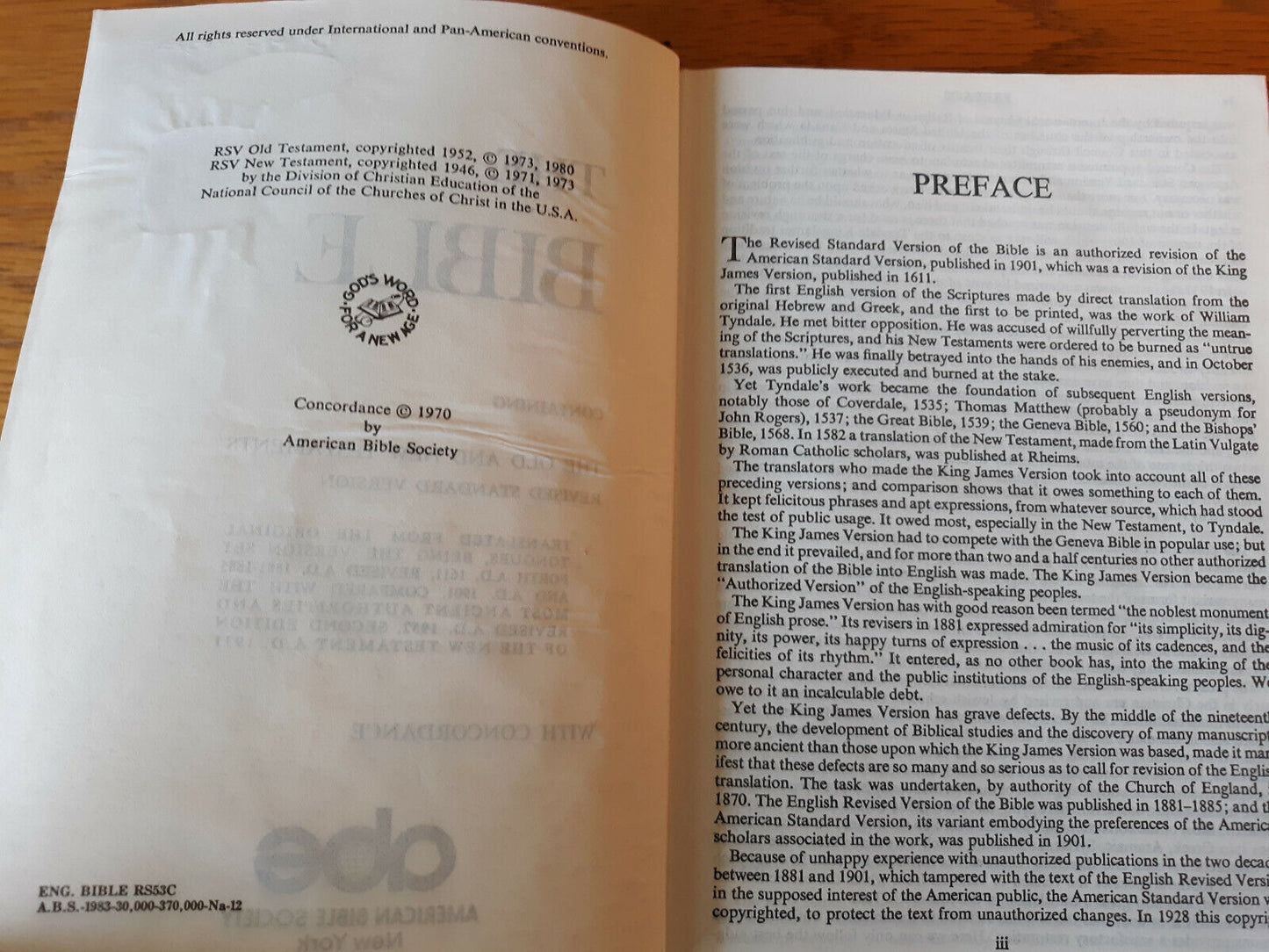The Bible Revised Standard Version With Concordance, Abs, 1983 Hardcover
