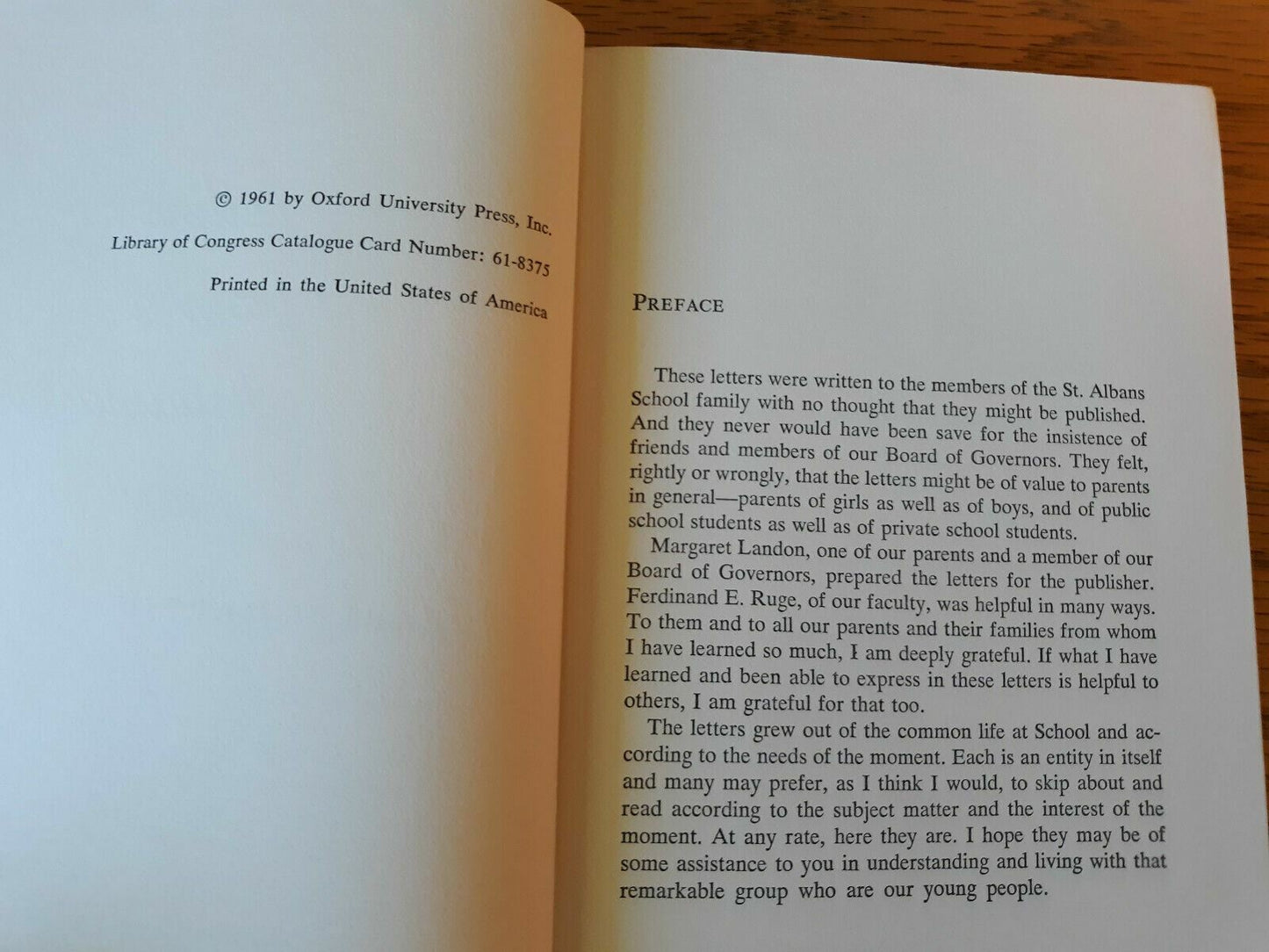 Letters From A Headmaster's Study Charles Martin 1961 Hardcover Oxford Universit