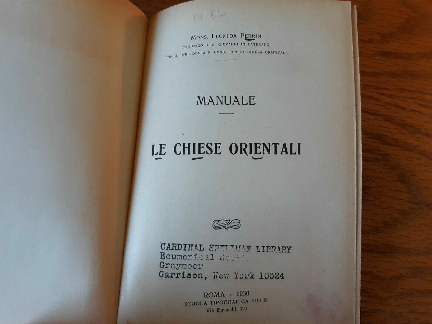 Leonida Perrin Manuale Le Chiese Orientali 1930 Italian Hardcover