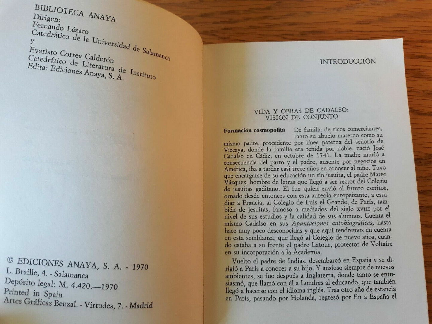 Jose Cadalso Noches Lugubres Edicion Joaquin Arce 1970 Paperback