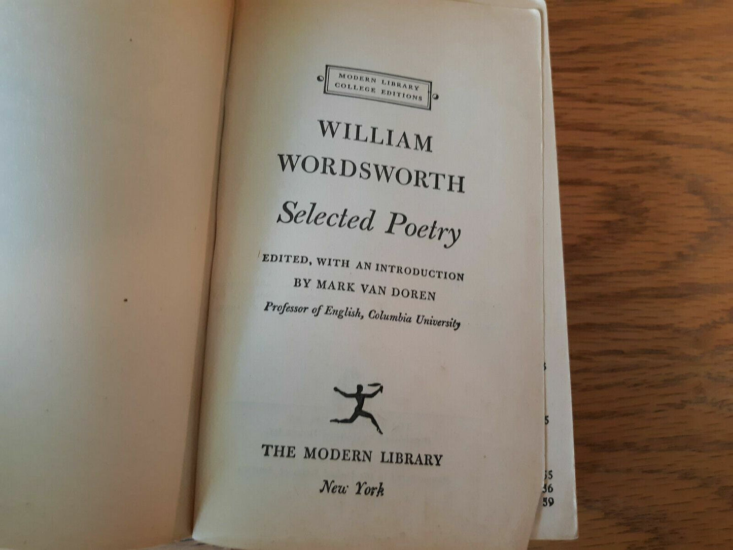 William Wordsworth Selected Poetry Modern Library College Editions PB 1950