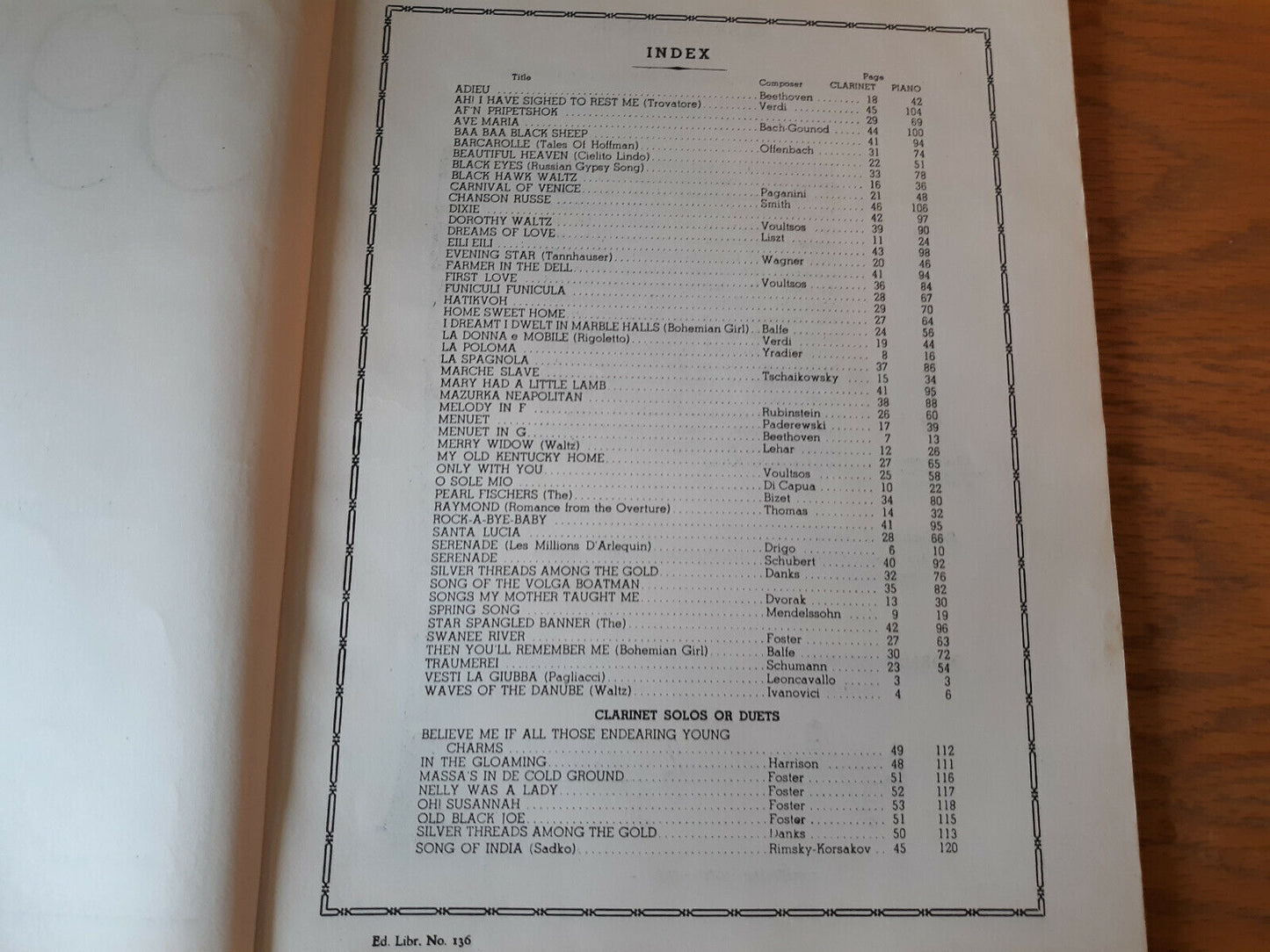 59 Masterpieces For Clarinet & Piano Walter Schad 1943 Paperback Music Belwin