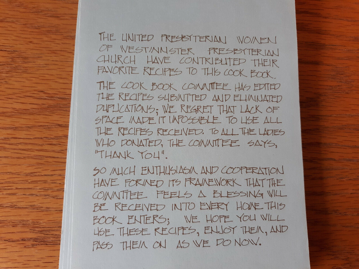 Westminster Presbyterian Church Cookbook Casselton North Dakota