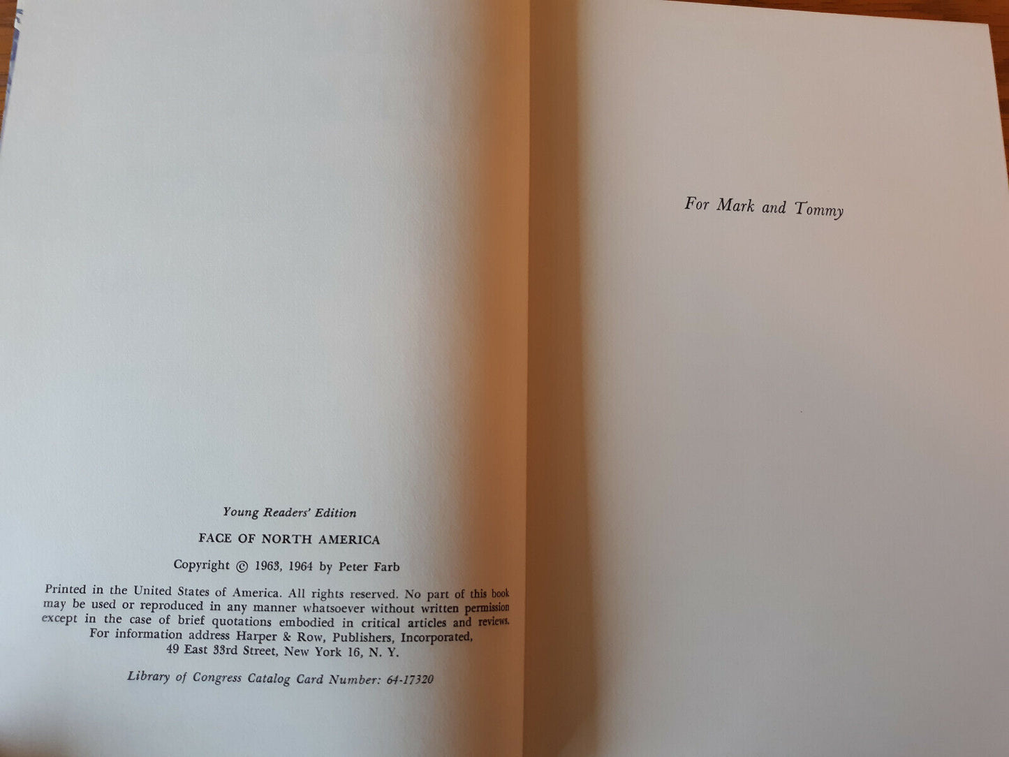 Face Of North America Peter Farb 1964 Young Reader's Edition Hardcover Harper &