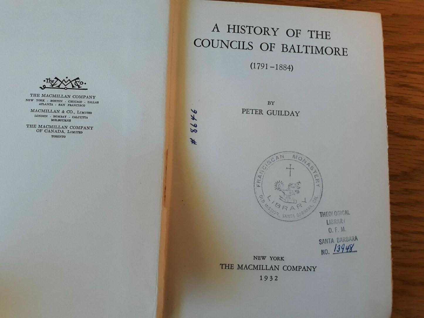 A History Of The Councils Of Baltimore By Peter Guilday 1932 Catholic Hardcover