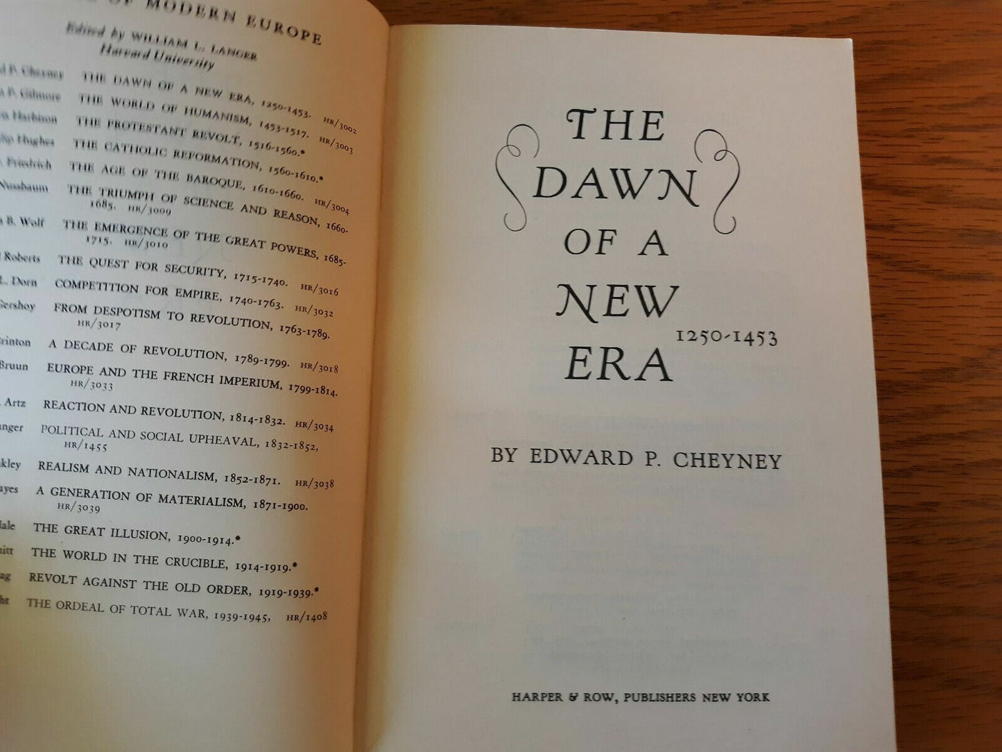 The Dream of a New Era 1250-1453 Edward Cheyney 1962 Harper & Row