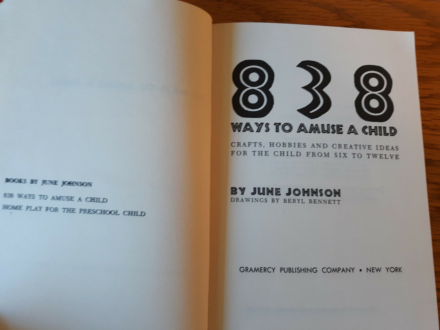 838 Ways To Amuse A Child June Johnson 1960 Hardcover Gramercy