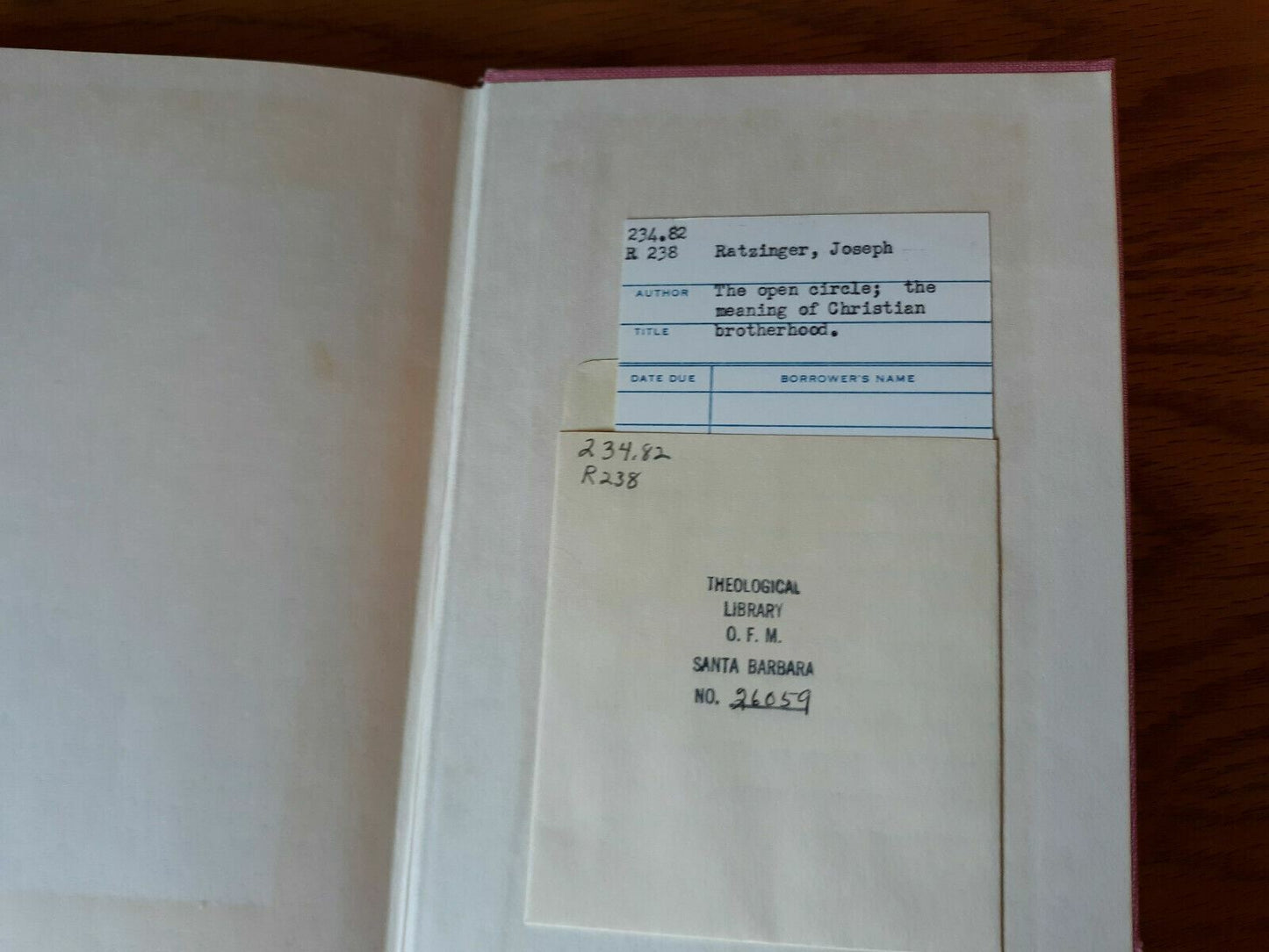 The Open Circle The Meaning of Christian Brotherhood Joseph Ratzinger 1966