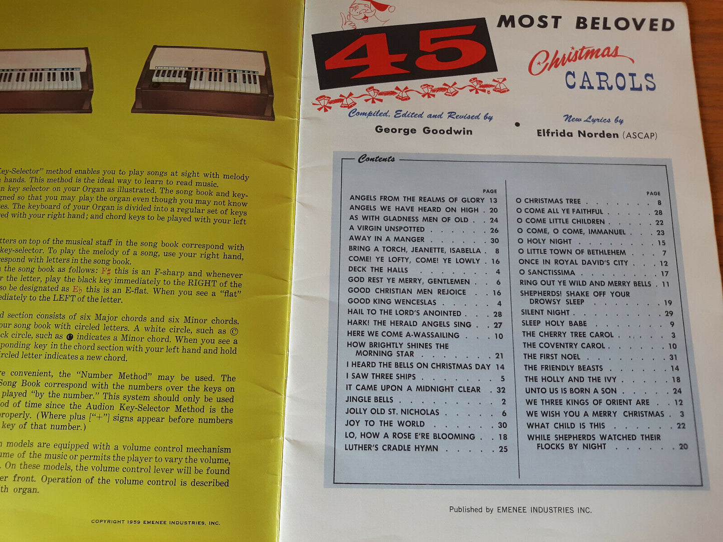 45 Most Beloved Christmas Carols George Goodwin 1959 Emenee Industries