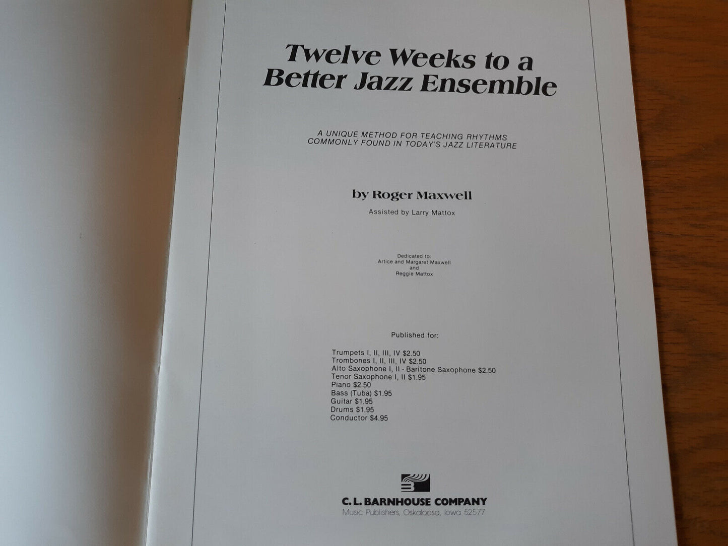 Twelve Weeks To A Better Jazz Ensemble Roger Maxwell 1978 Trumpets