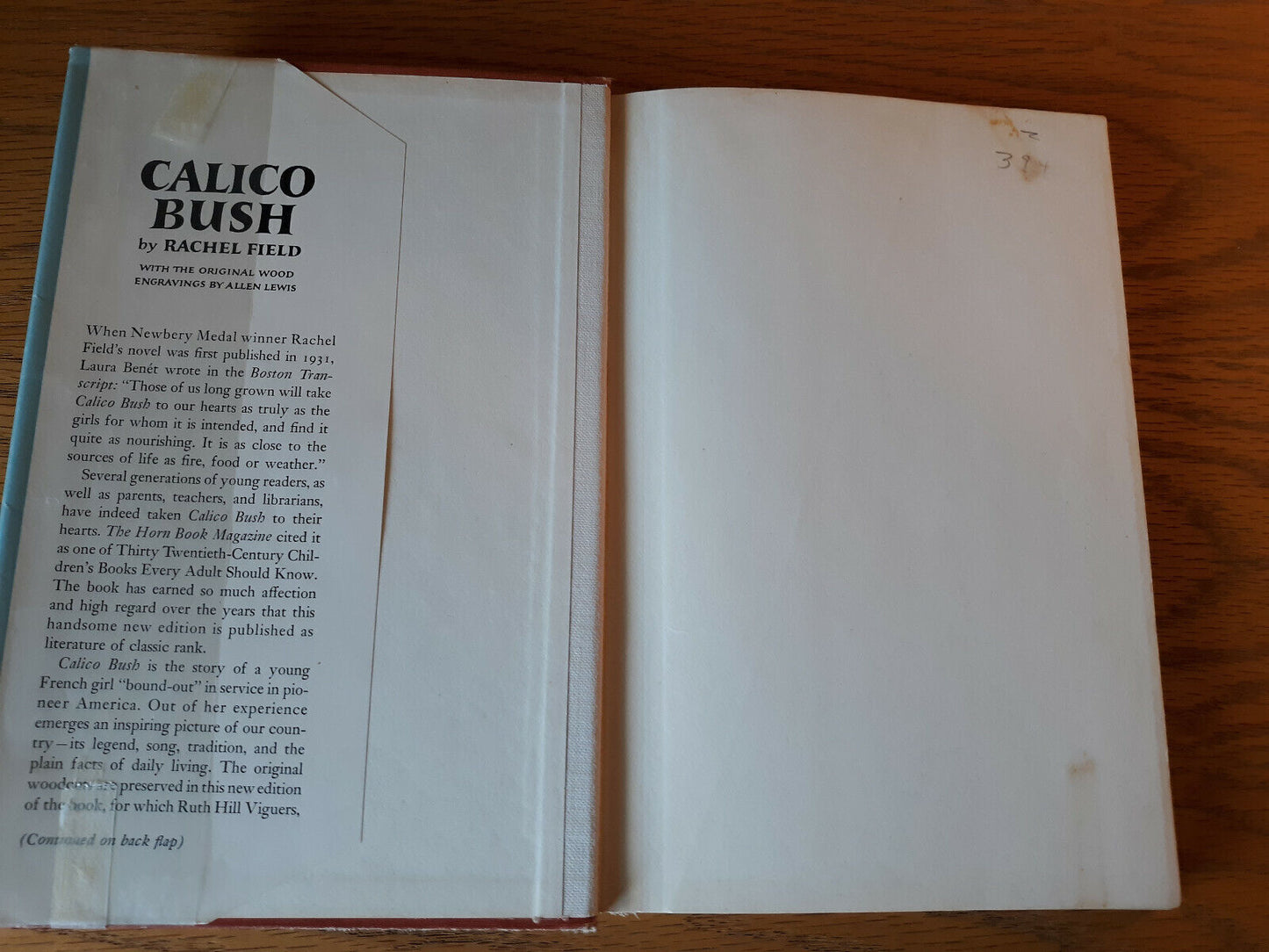 Calico Bush Rachel Field 1966 Hardcover Dust Jacket Macmillan