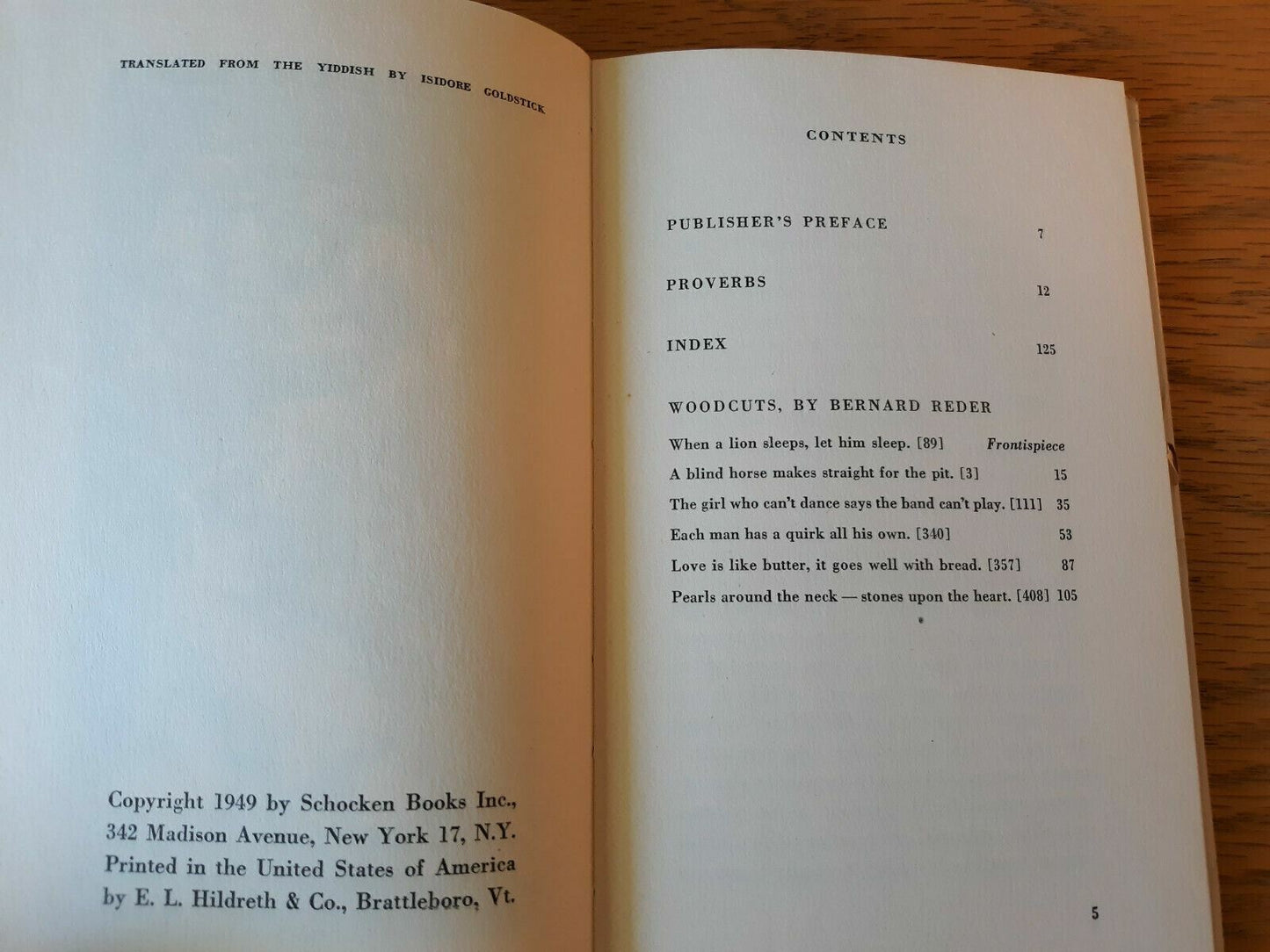 Yiddish Proverbs In Yiddish and English 1949 Hardcover Dust Jacket Hanan Ayalti