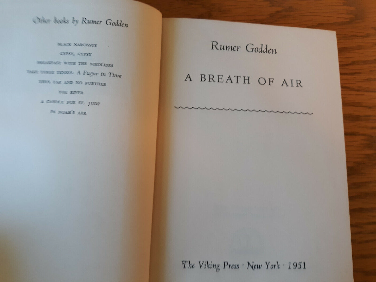 A Breath Of Air Rumer Godden 1951 Hardcover Viking Press