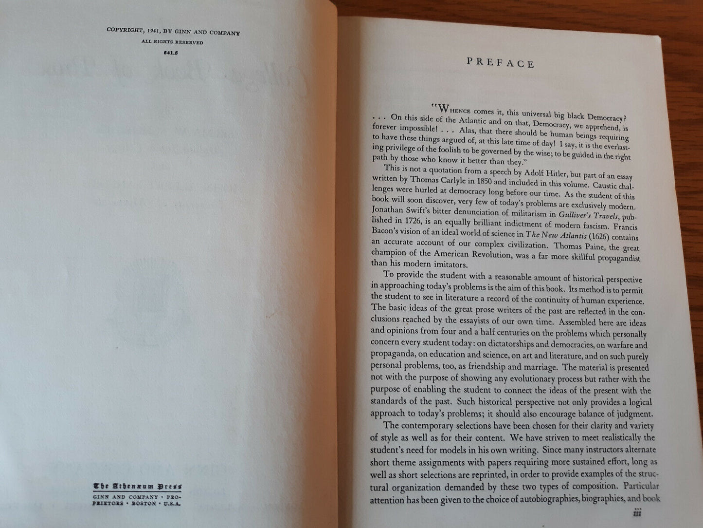 A College Book Of Prose Selma W Schneider 1941 Hardcover Ginn And Company