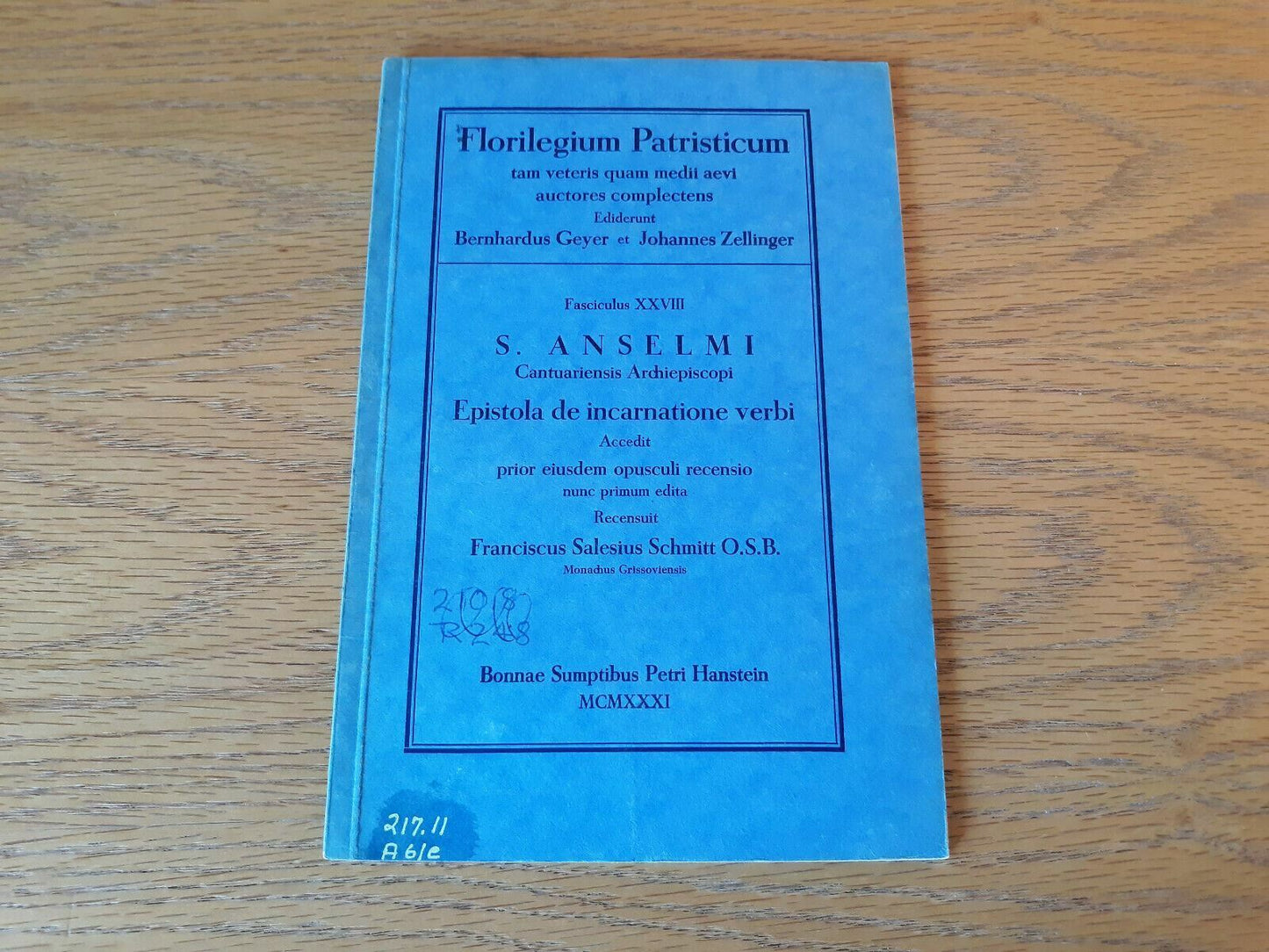 Epistola de incarnatione verbi. Accedit prior eiusdem opusculi recensio nunc pri