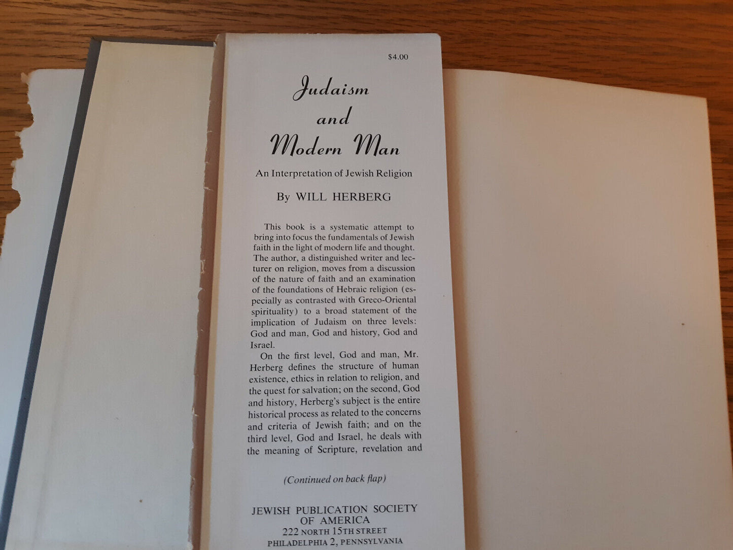 Judaism And Modern Man Will Herberg 1951 Jewish Publication Society Hardcover Du